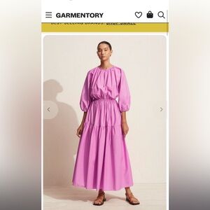 Matteau Vibrant Pink Maxi Dress - Resort collection S/M tier crew dress